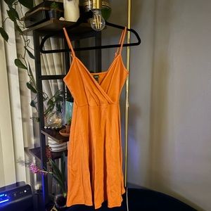 orange flare mini dress
